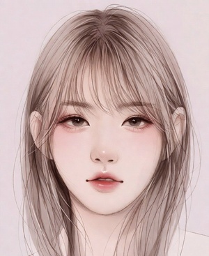 前髪を下ろした女性のイラスト